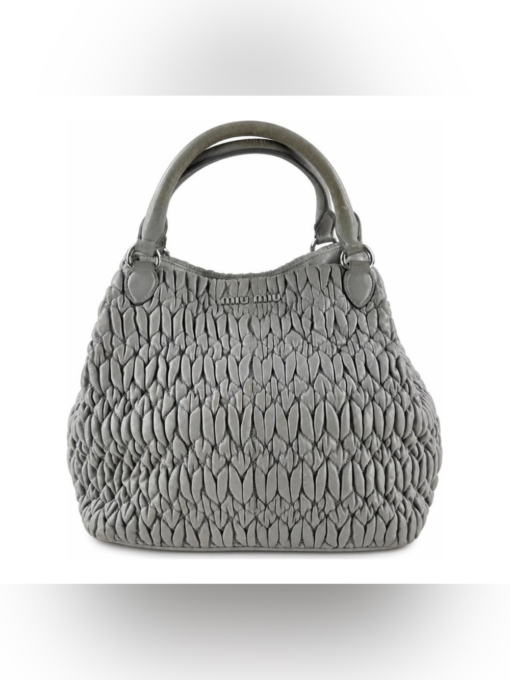 Miu Miu  Gray Matelasse  Leather Tote